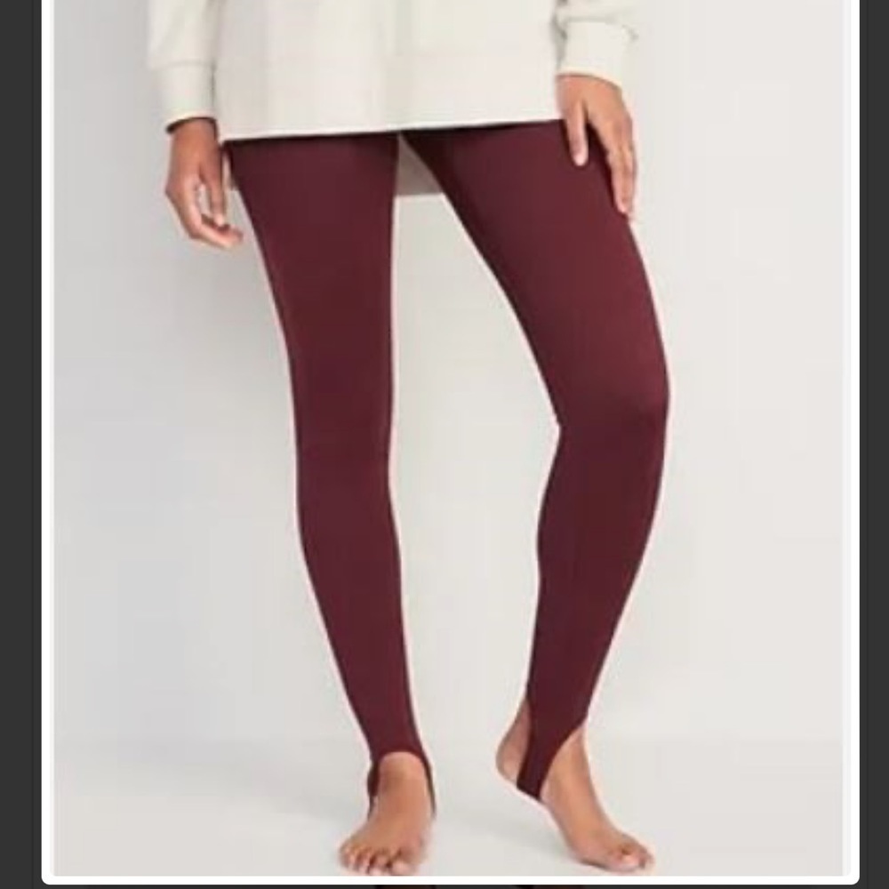 NEW Old Navy Women High-Waisted CozeCore Stirrup Leggings, Heather Red-Size 3X